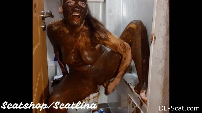 Schmutzige Toilette (Teil 2) mit ScatLina - Pumped Scat, Scat schlucken, Höhepunkt-Scat